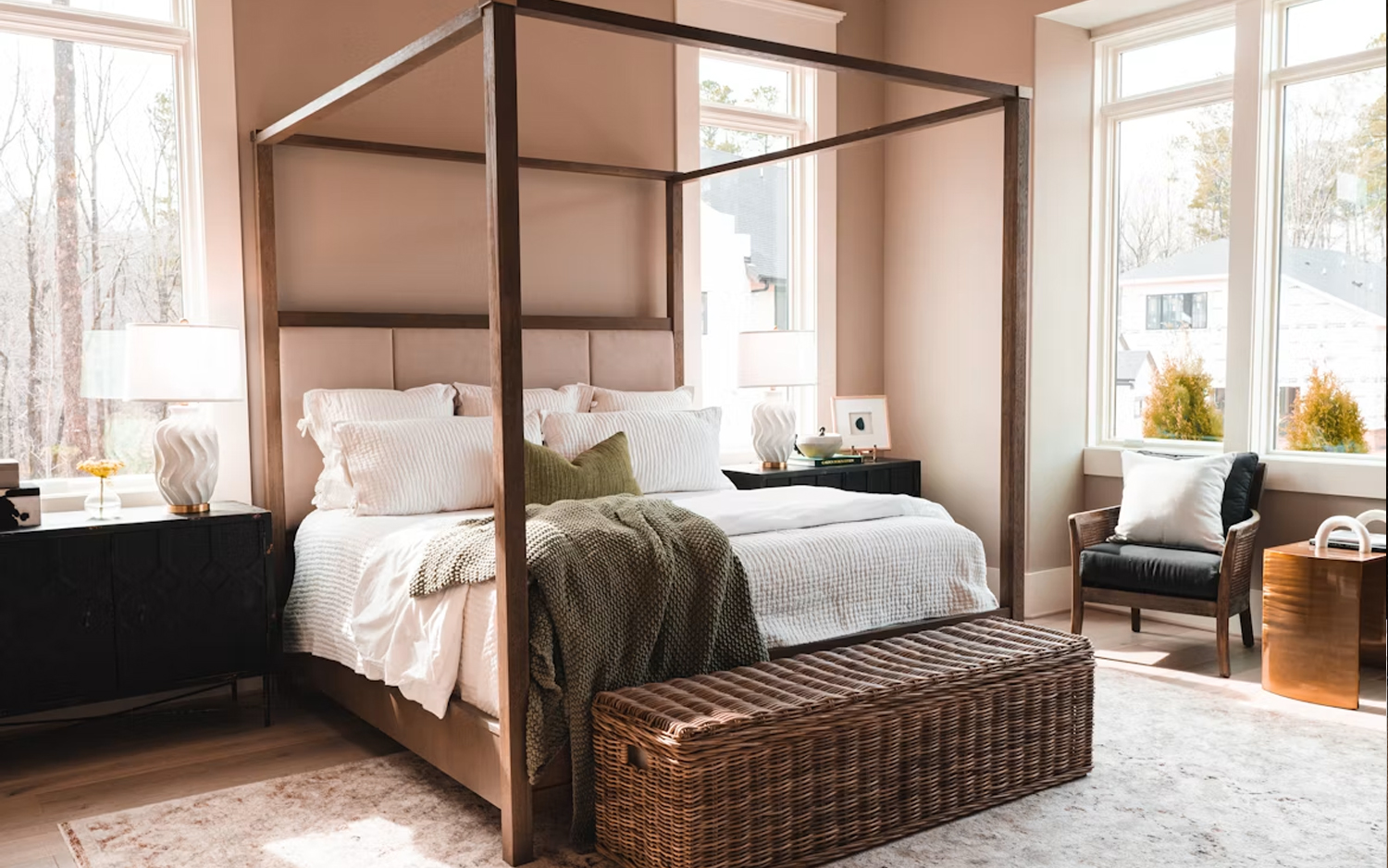 Premium short-let bedroom with white linen